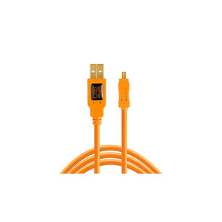 Tethertools- TetherPro USB 2.0 to Mini-B 8-Pin, 15' (4.6m), High-Visibility Orange